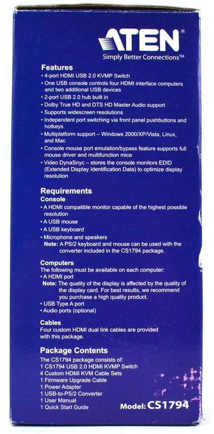 ATEN CS1794 4-Port HDMI USB High Definition Digital KVMP Switch