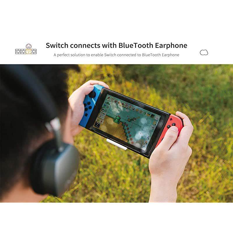 Switch amp Switch Lite Bluetooth Adapter PS4 PC APTX Low Latency Wireless Transmitter Receiver with AB Dual Paring for Airpods QC35 etc Bluetooth Headphone SpeakersWhite