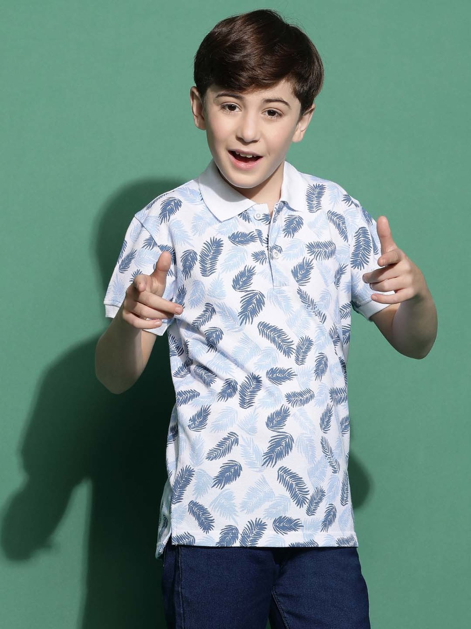 Lil Tomatoes Kids Blue Printed Polo T-Shirt