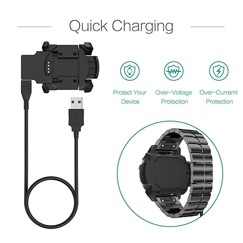 Charger Compatible with Garmin Fenix 3 Fenix 3 HR Fenix 3 Sapphire Quatix 3 Tactix Bravo Smartwatch USB Charging Cable Clip 100cm Fitness Tracker Accessories