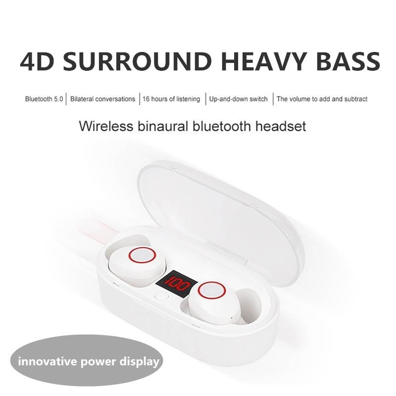 Zgeer Mini True Wireless Bluetooth 5.0 Sports 4D Surround Heavy Bass Earbuds Headset