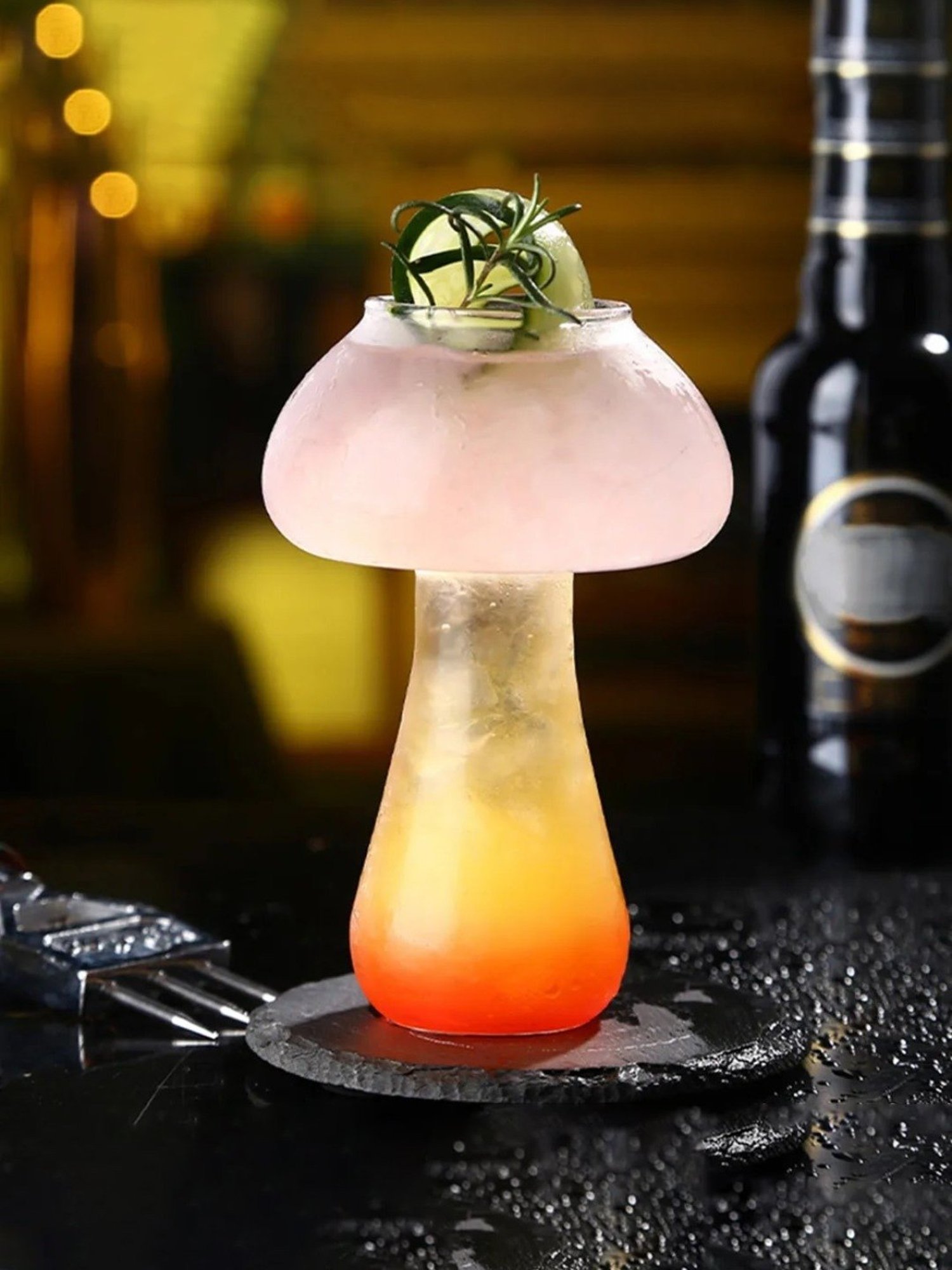 Melbify Mushroom Transparent Cocktail Glass with Free Straw 300ml - Set of 2