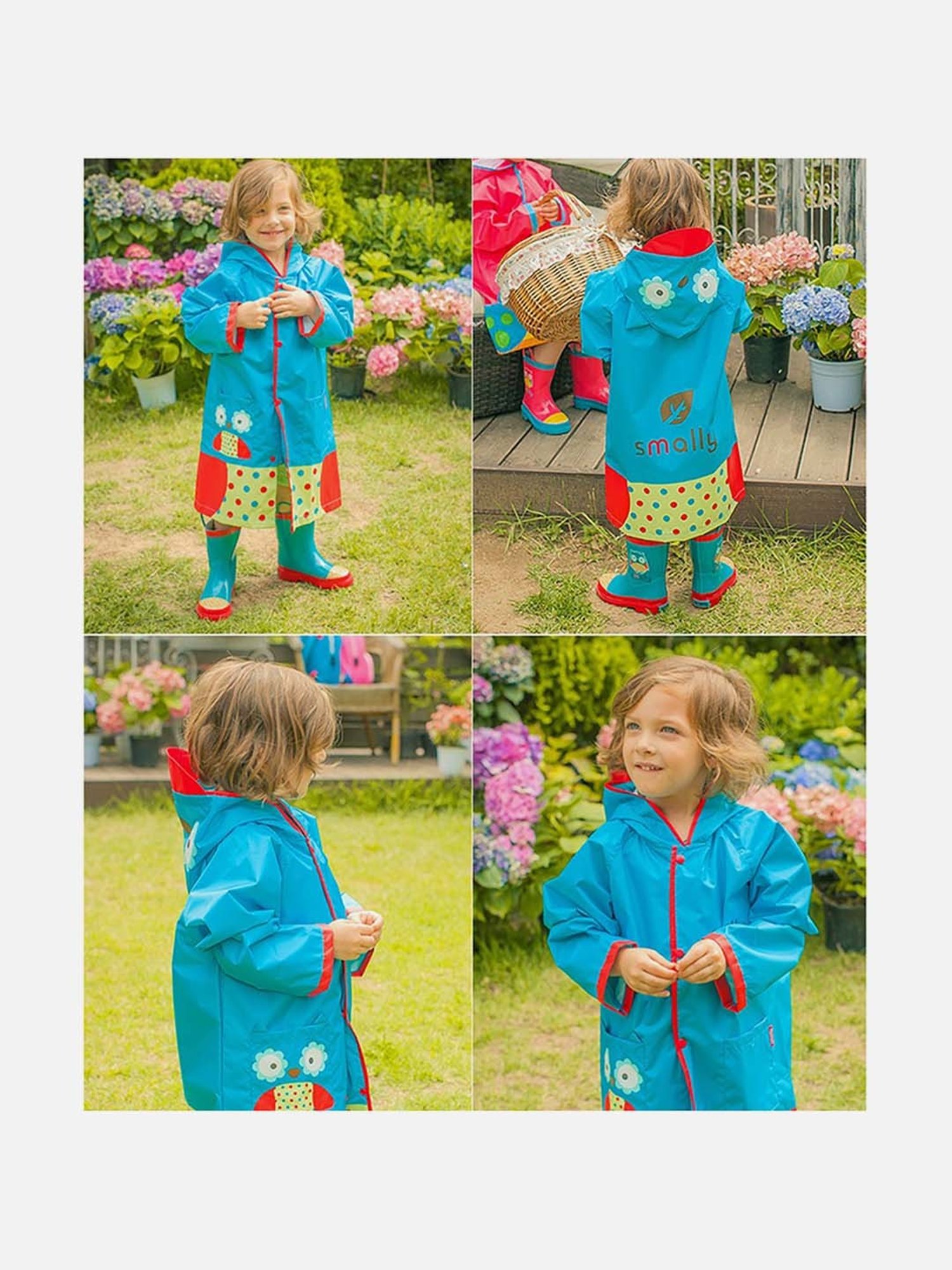 Little Surprise Box Kids Pink Printed Full Sleeves Raincoat