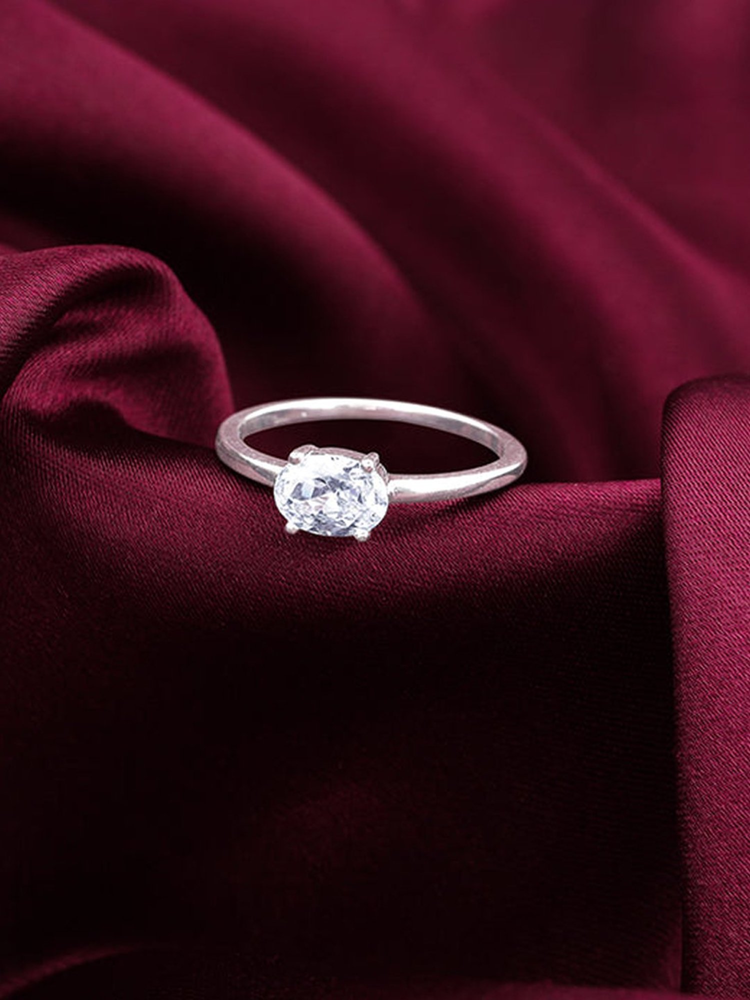 GIVA 925 Silver Ethereal Solitaire Ring for Women & Girls