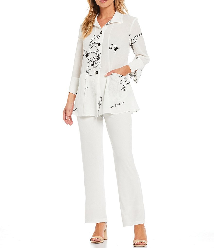 Caroline Rose Tissue Linen Bracelet Sleeve Shirt Jacket