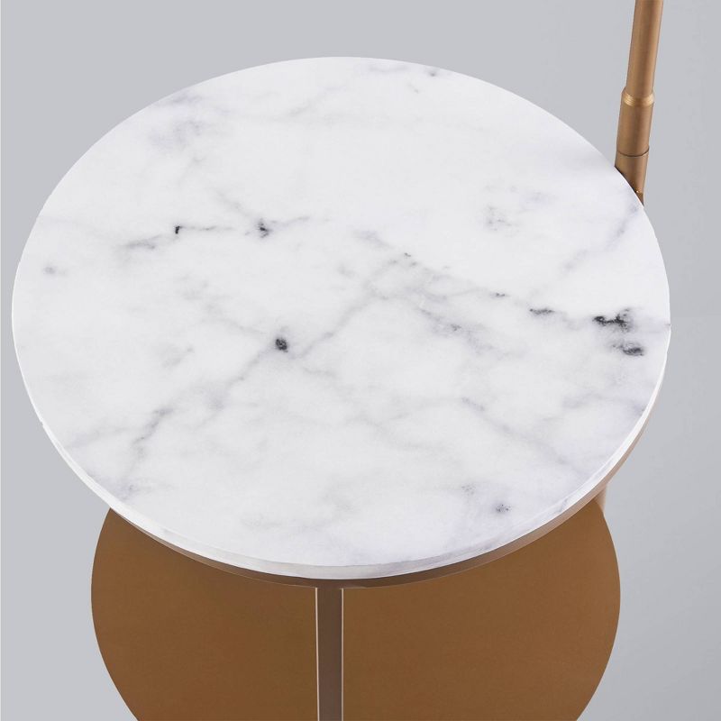 64" Taelyn Contemporary Floor Lamp with Table and Built-In USB Copper/White Marble - Versanora