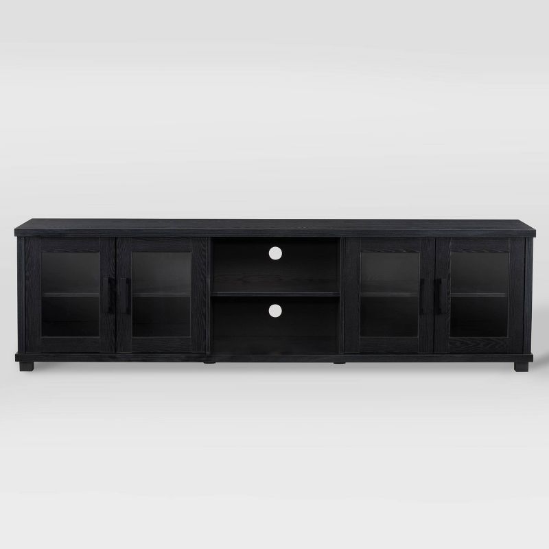Fremont TV Bench with Glass Cabinets for TVs up to 90" Black - CorLiving
