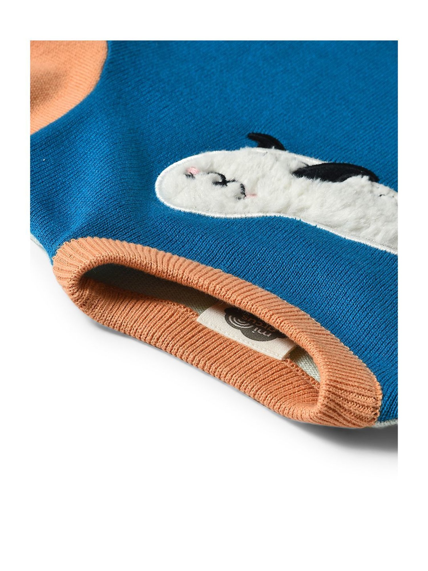 MiArcus Kids Blue & Beige Cotton Applique Full Sleeves Sweater