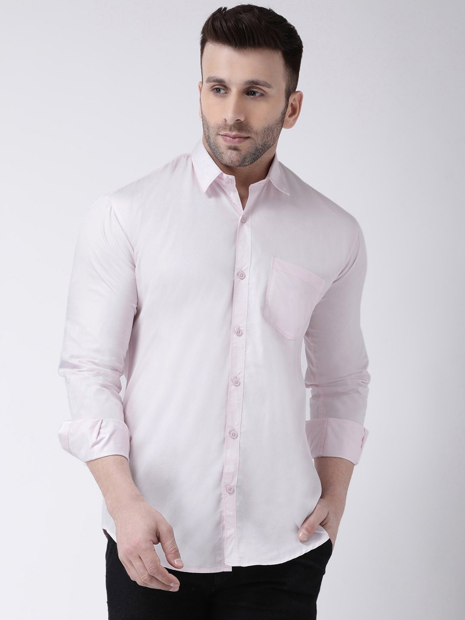 Hangup Plus Light Pink Slim Fit Pure Cotton Shirt
