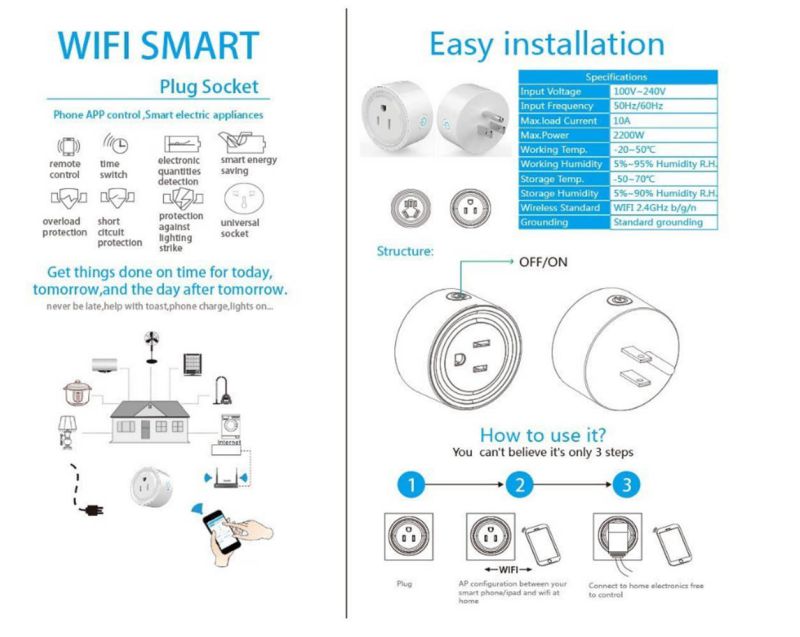 2 Pack Mini Wifi Smart Plug Power Socket Timer Outlet Remote Control