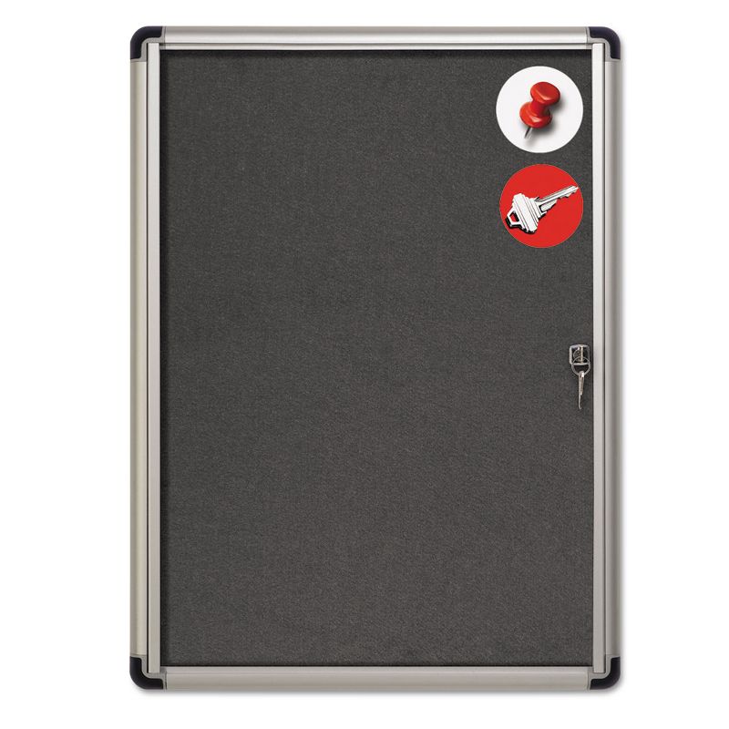 MasterVision Slim-Line Enclosed Fabric Bulletin Board 28 x 38 Aluminum Case VT630103690