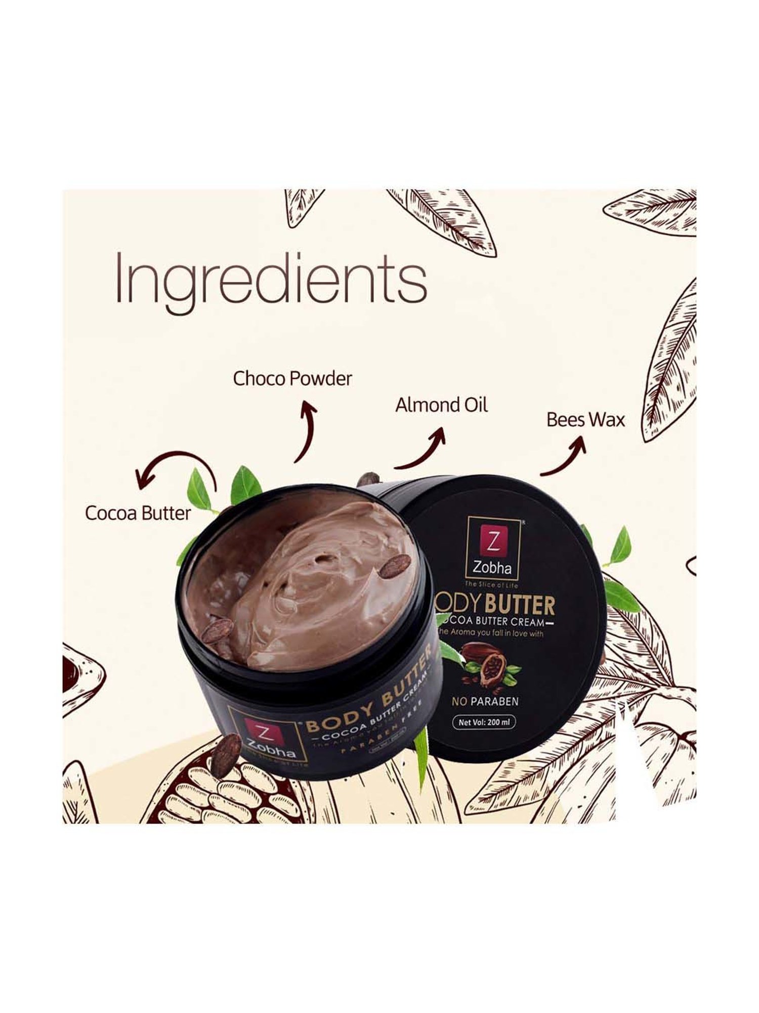 Zobha Body Butter Cream - 200 gm