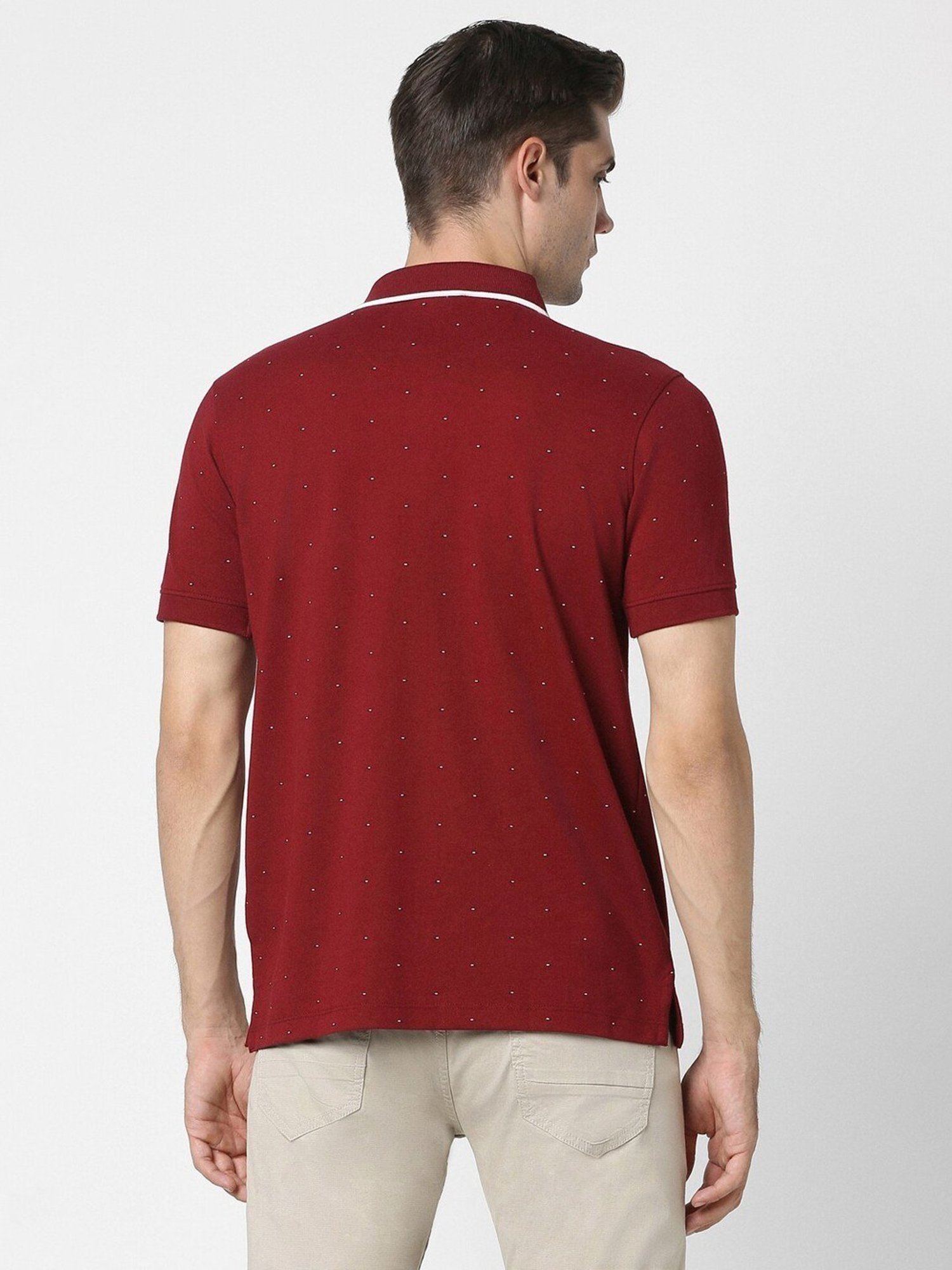 Peter England Red Regular Fit Printed Polo T-Shirt