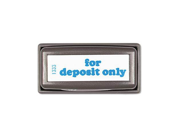 Xstamper ECO-GREEN 1333 Title Message Stamp, for DEPOSIT ONLY, Pre-Inked/Re-Inkable, Blue
