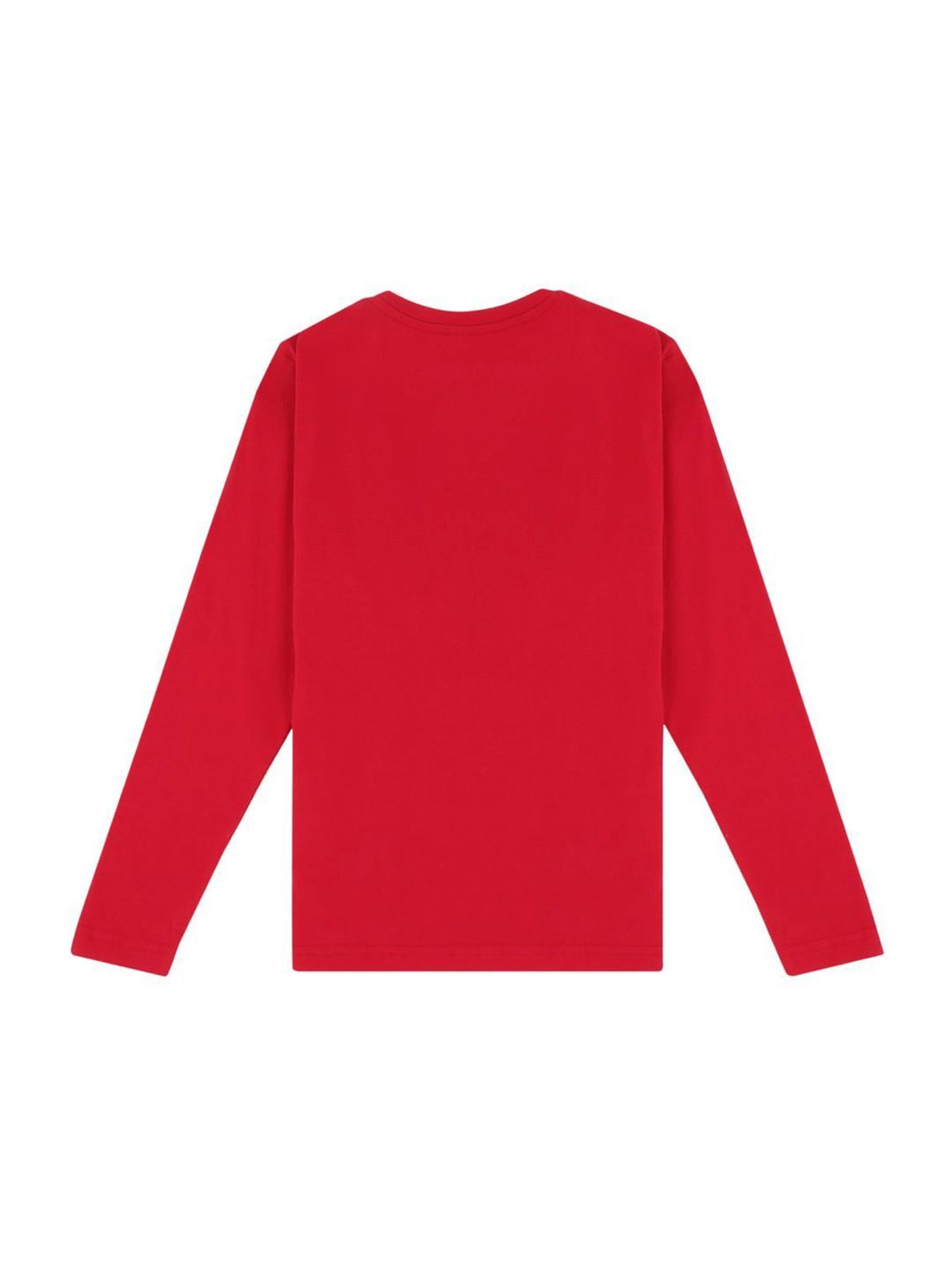 Proteens Kids Red Crimson Cotton Printed Full Sleeves T-Shirt