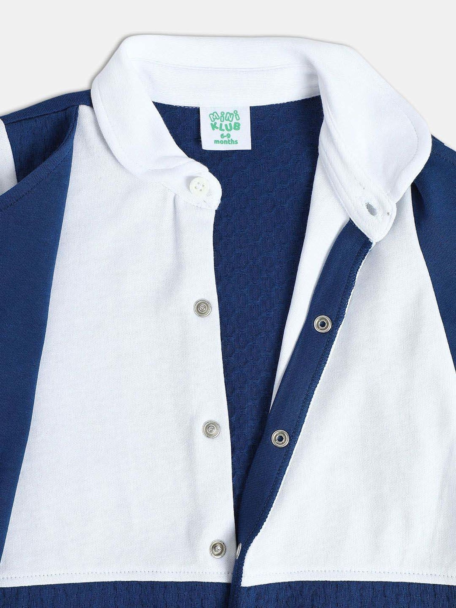 MINIKLUB Boys Navy Printed Full Sleeves Romper