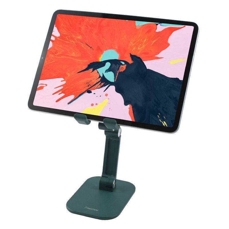 Insten Cell Phone Stand for Desk, Aluminum Foldable Holder, Height & Angle Adjustable Ergonomic Mount For Smartphones iPhone iPad Tablet, Green