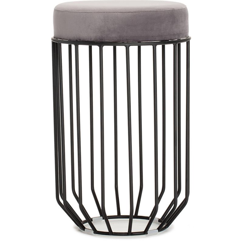 Vivi Velvet Upholstered Vanity Stool Black/Gray - Adore Decor
