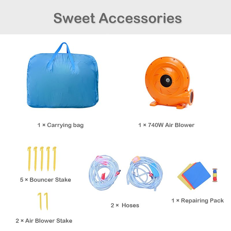 Costway Inflatable Bounce House Water Splash Pool Dual Slide Climbing Wall