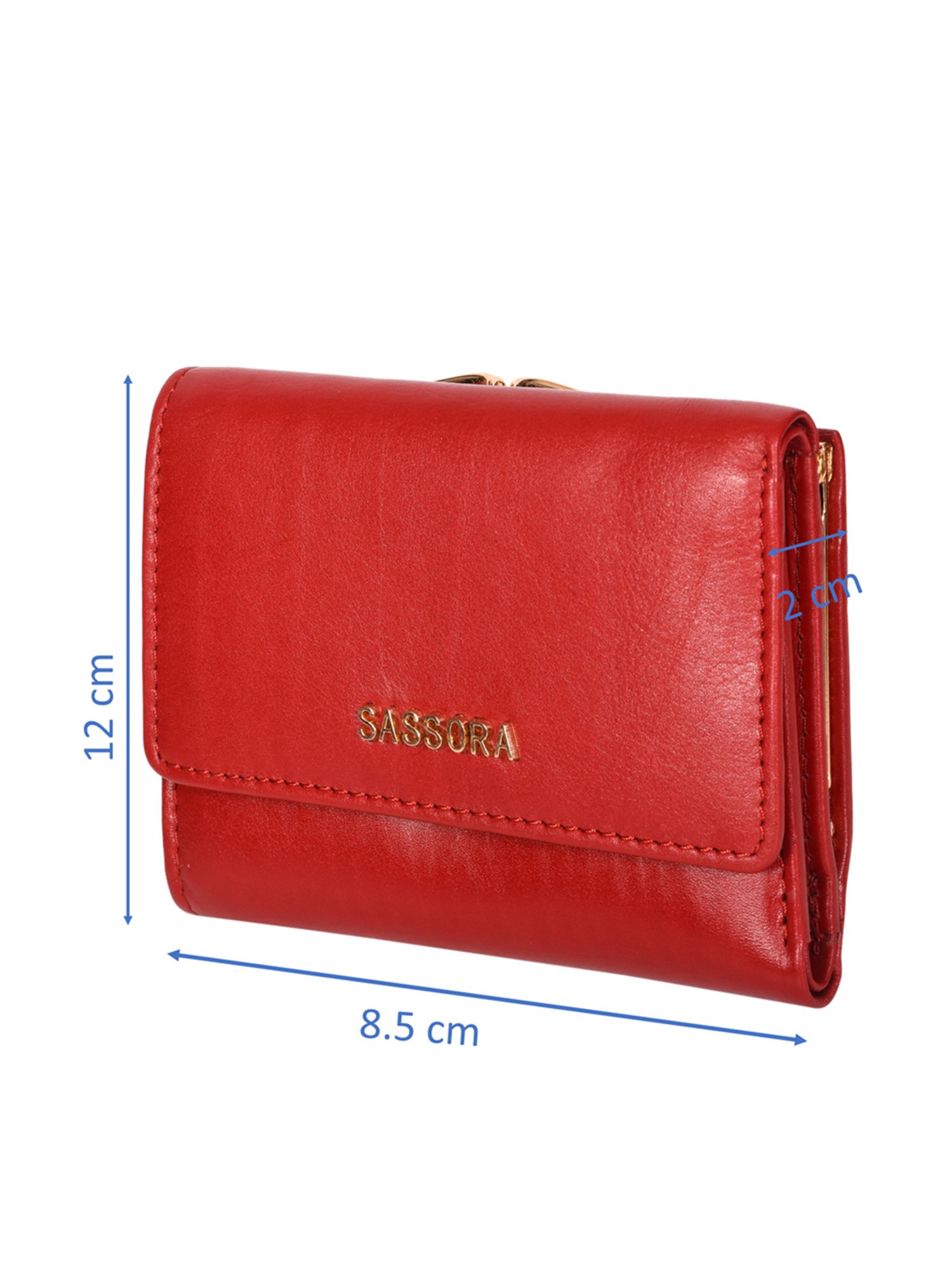 SASSORA Red Solid Rfid Tri-Fold Wallet for Women