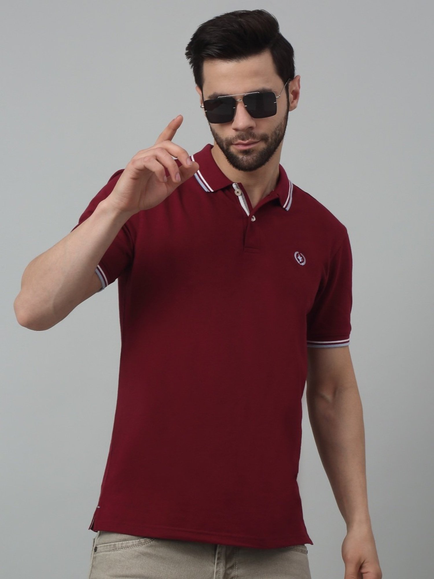 Cantabil Maroon Regular Fit Polo T-Shirt