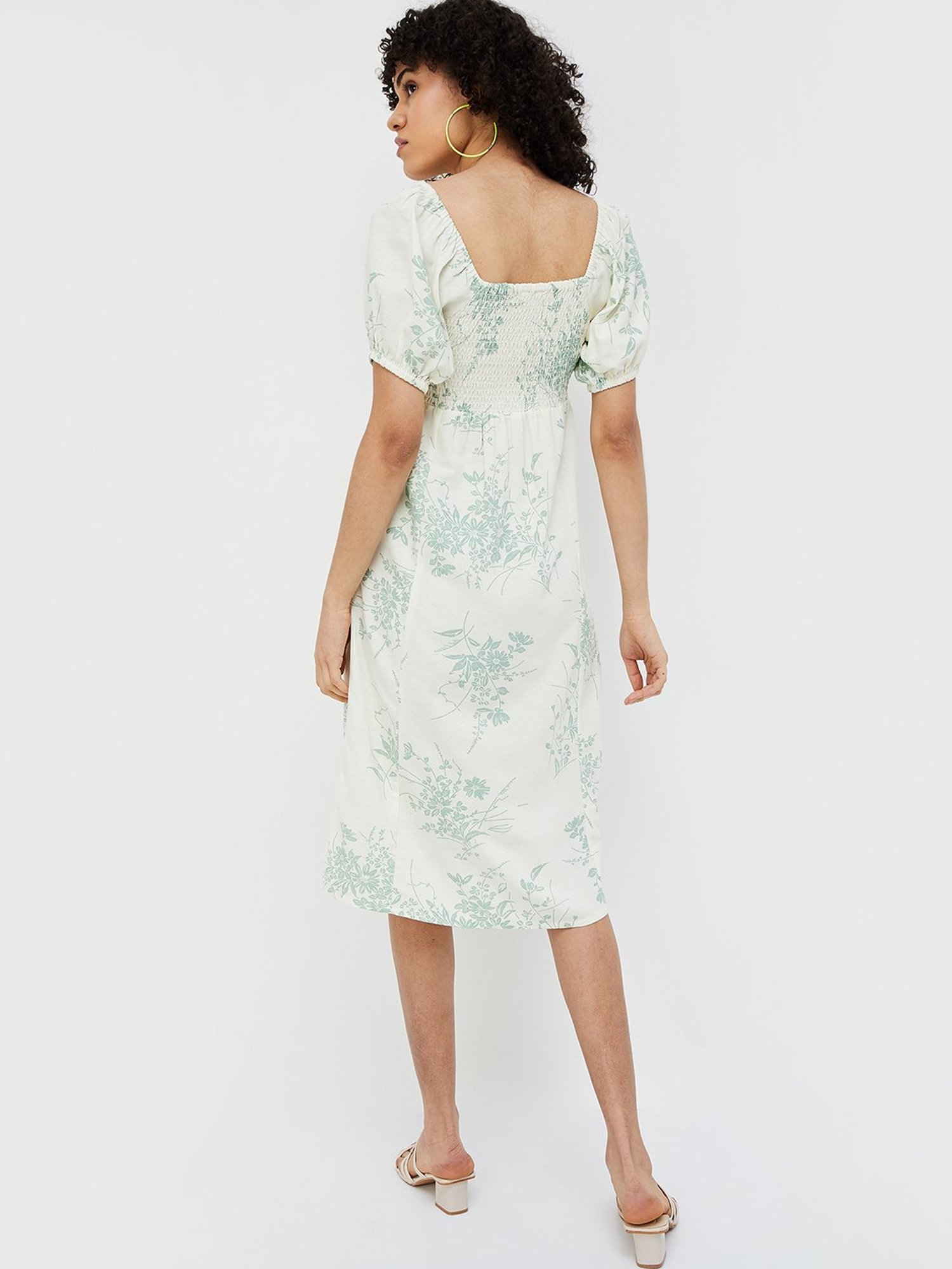 Ginger by Lifestyle Off White Floral Print Midi Dress