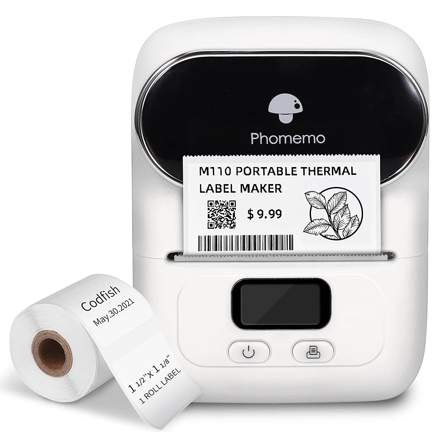 M110 Wireless Thermal Label Printer Portable Bluetooth Label Maker Machine Barcode Printer for iPhone and Android Phones
