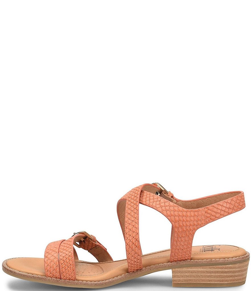 Sofft Nadie II Snake Print Leather Double Buckle Heel Sandals