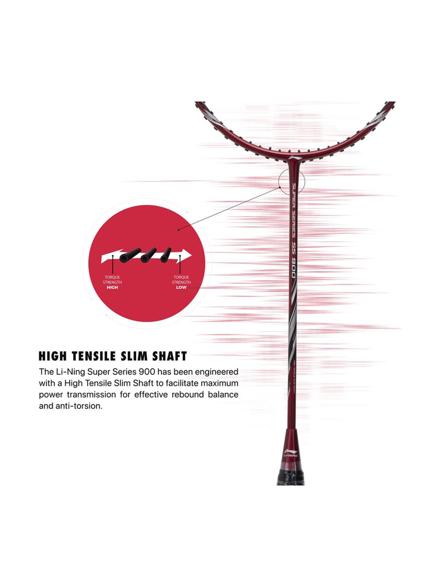 Li-Ning Super Series 900 Badminton Racket (Red) Size - Medium