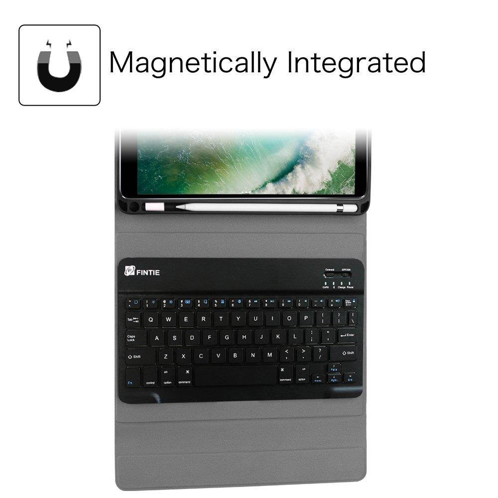 Fintie iPad 9.7 2018 Keyboard Case with Built-in Pencil Holder, [SlimShell] Soft TPU Back Protective Stand Cover with Magnetically Detachable Wireless Bluetooth Keyboard for Apple iPad 6th Gen, Black