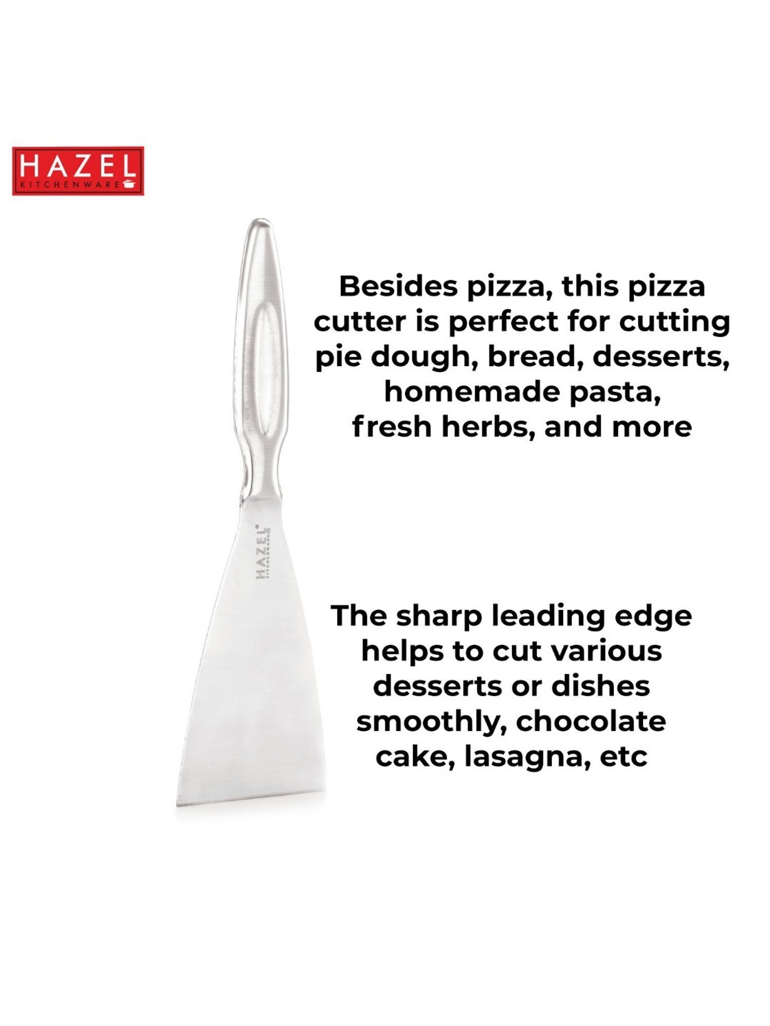 HAZEL Silver Stainless Steel Pizza Cutter with Handle