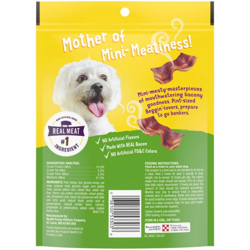 Purina Beggin'  Small Breed Chewy Dog Treats Littles Original with Bacon - 6oz Pouch