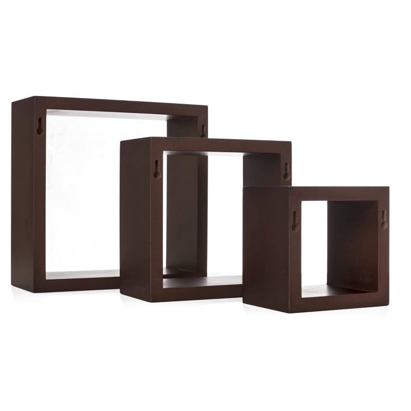 Set of 3 Cubbi Floating Wall Shelves Espresso