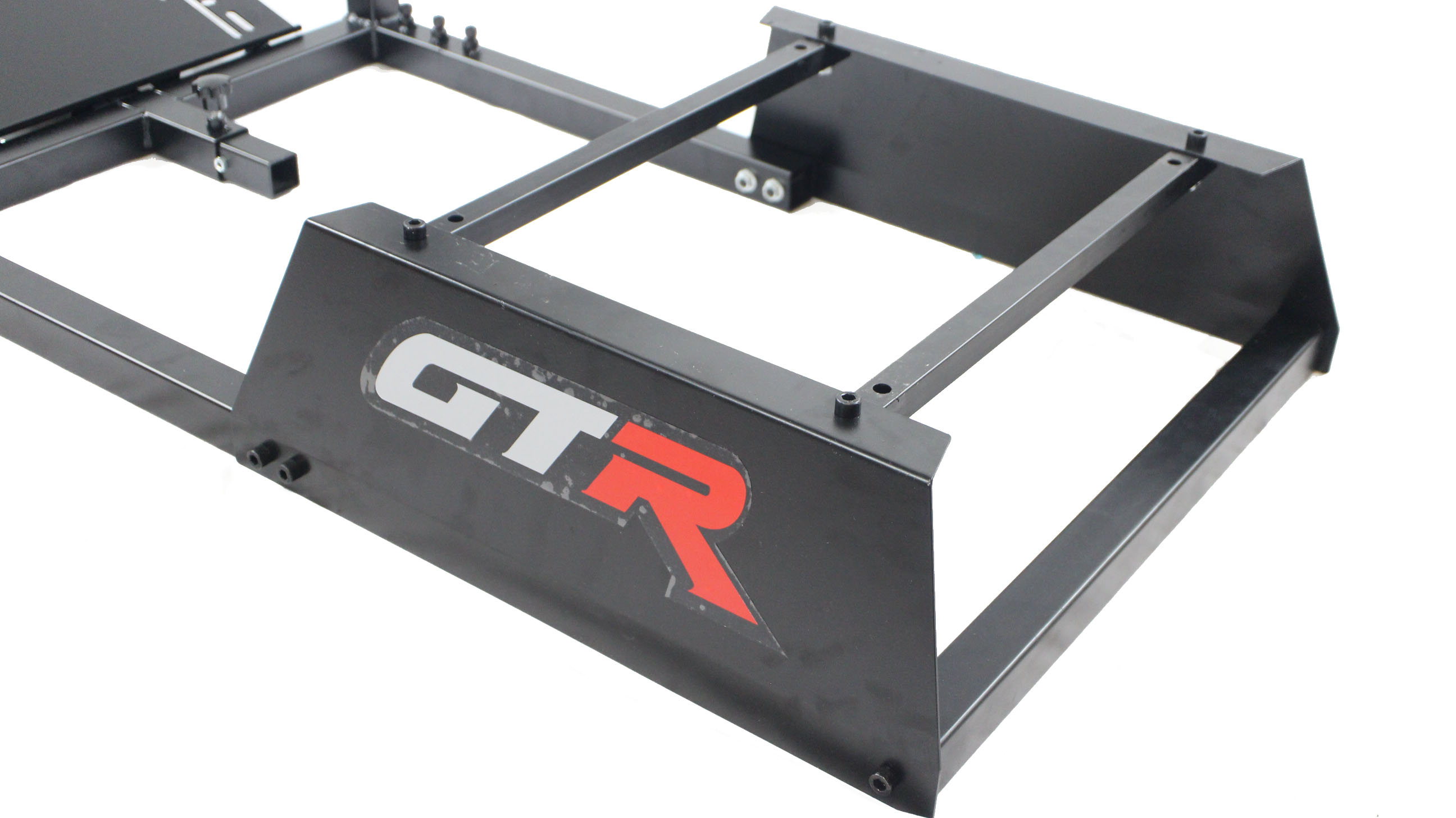 GTR Racing Simulator GTAF-BLK-S105LWHTRD - GTA-F Model (Black) Triple or Single Monitor Stand with White/Red Adjustable Leatherette Seat, Racing Simulator Cockpit gaming chair Single Monitor Stand