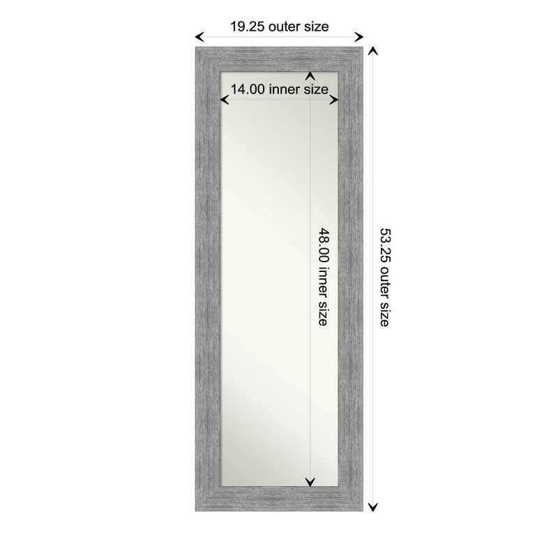 19" x 53" Bark Rustic Framed On the Door Mirror Gray - Amanti Art