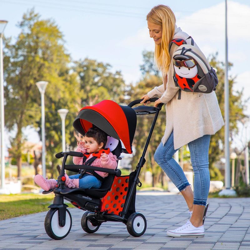 smarTrike STR5 Folding Toddler Tricycle with Customized Embroidery 7-in-1 Multi-Stage Trike - Red - 1-3 Years