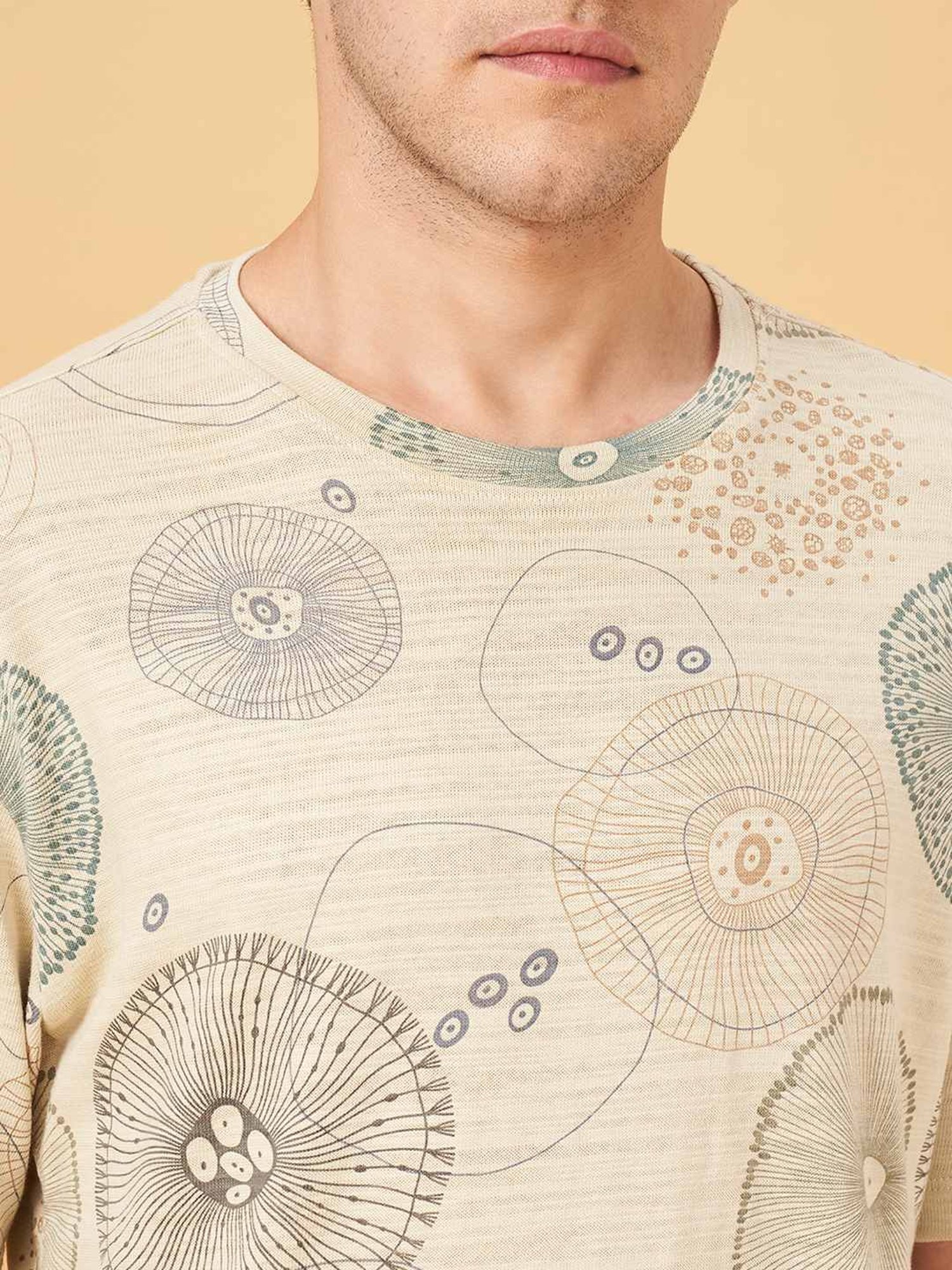 7 Alt by Pantaloons Turtledove Cotton Relaxed Fit Printed T-Shirt