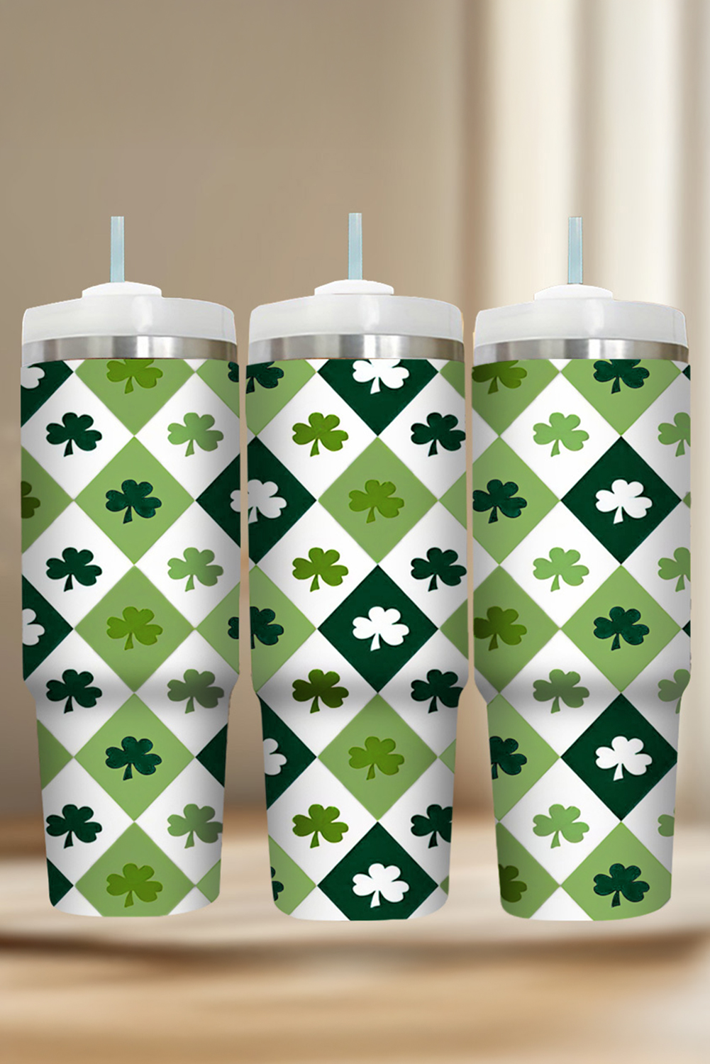 Rose Red Valentines Heart Printed Thermos Cup with Handle