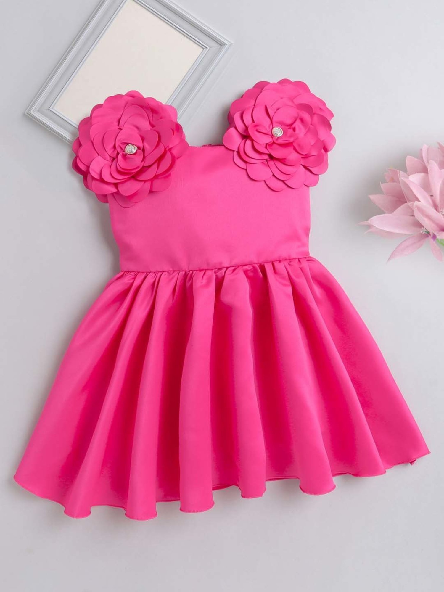 The Magic Wand Kids Fuchsia Pink Applique Dress