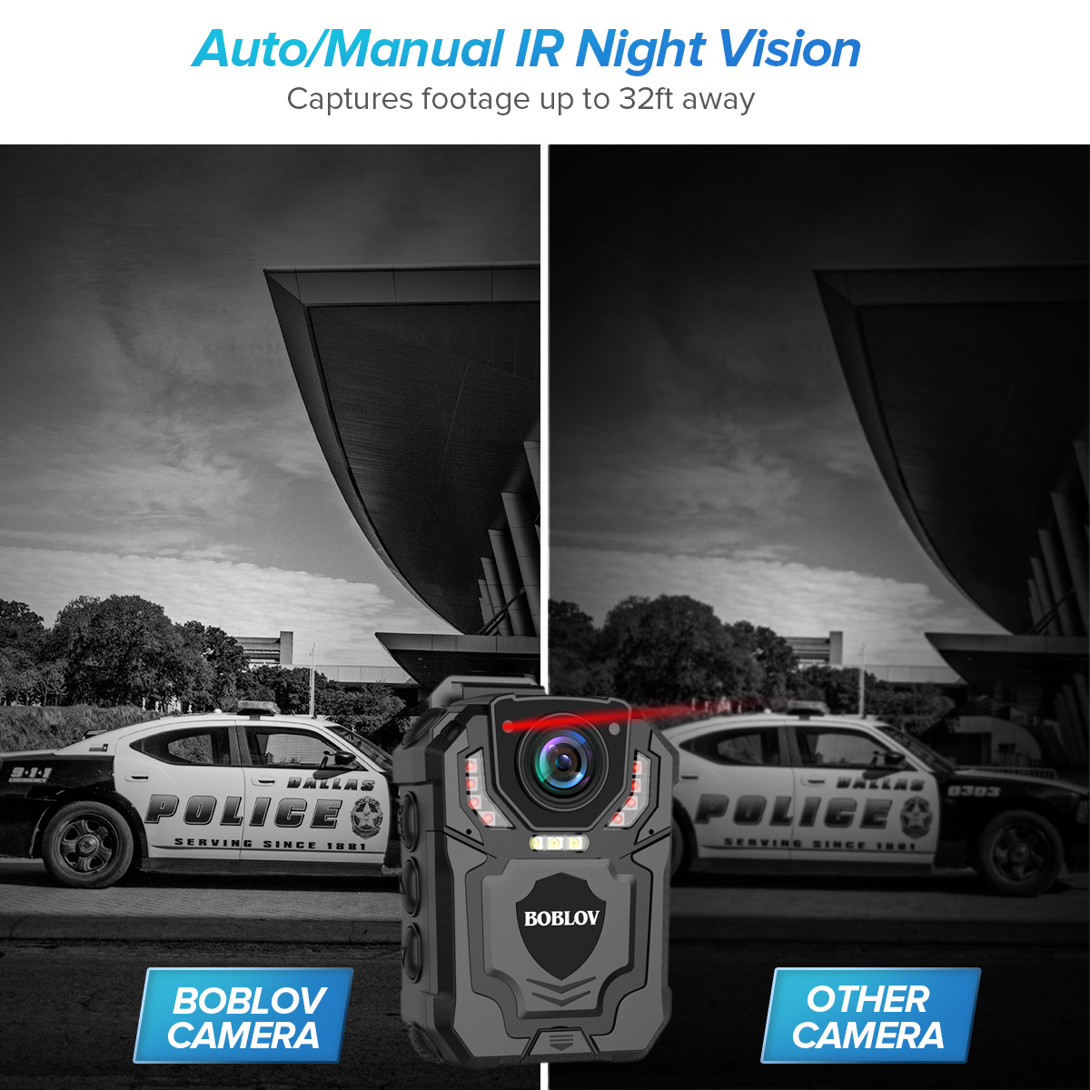 BOBLOV T5 1296P Body Camera with Audio Recording Wearable Police Body Camera for Law Enforcement, Night Vision, Loop Recording, Expand Memory Supported Max 128G