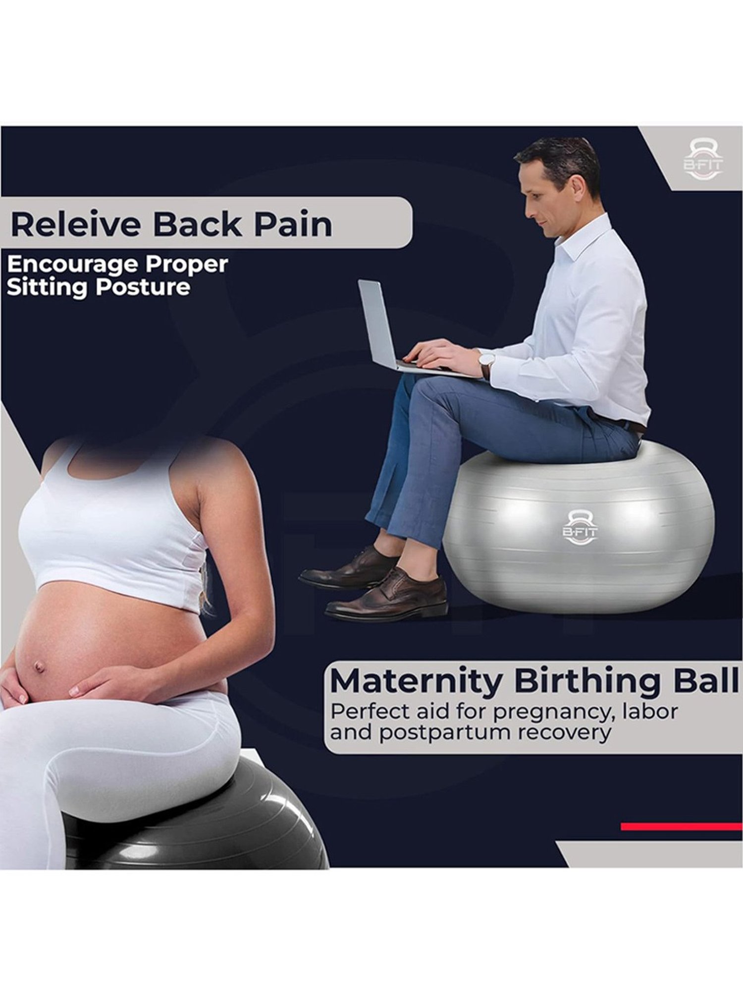 NODENS Blue Anti-Burst Gym Ball (95 cm)