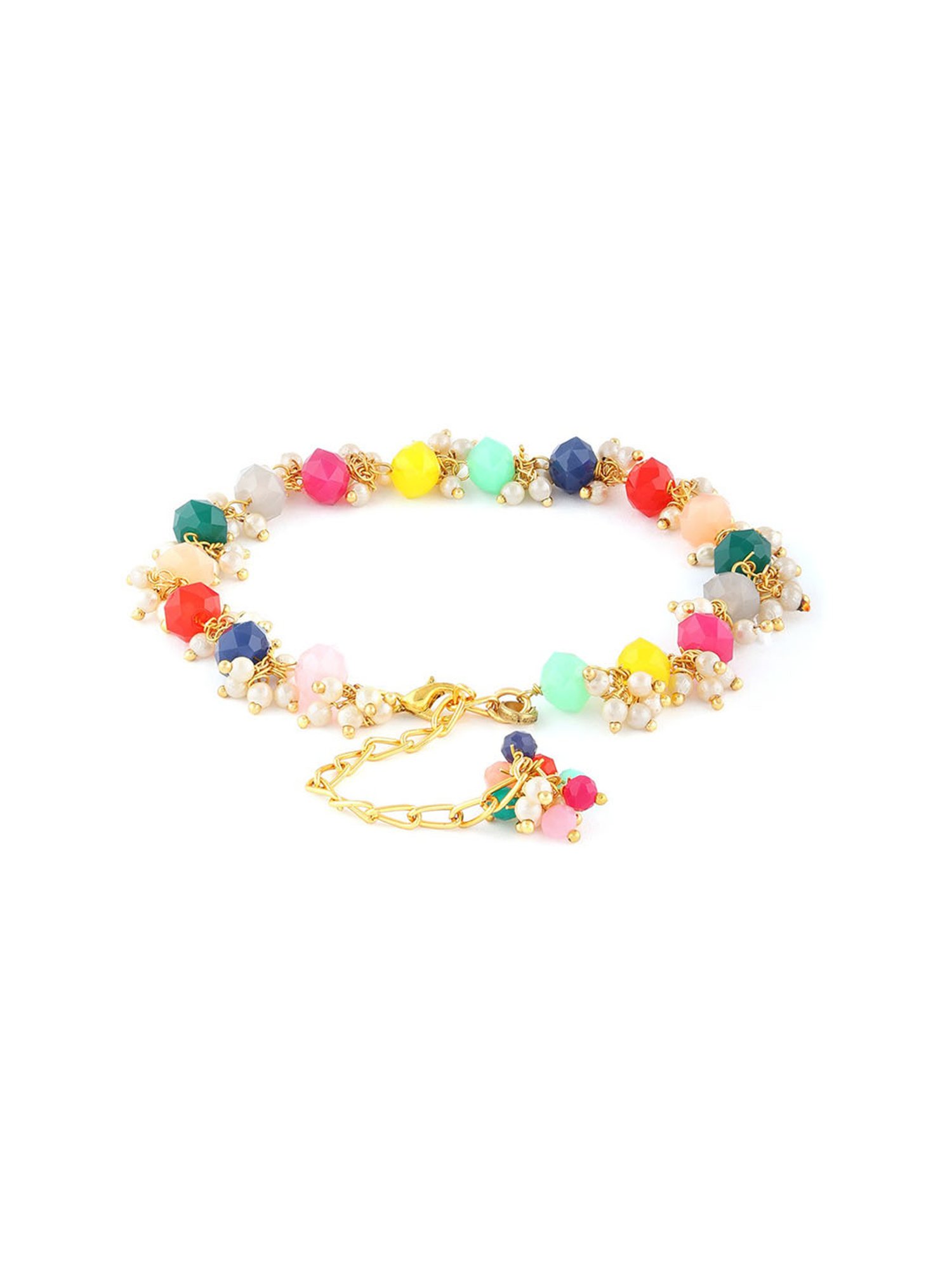 Zaveri Pearls Multicolor Crystal Beads & Cluster Pearls Traditional Bracelet-ZPFK13677