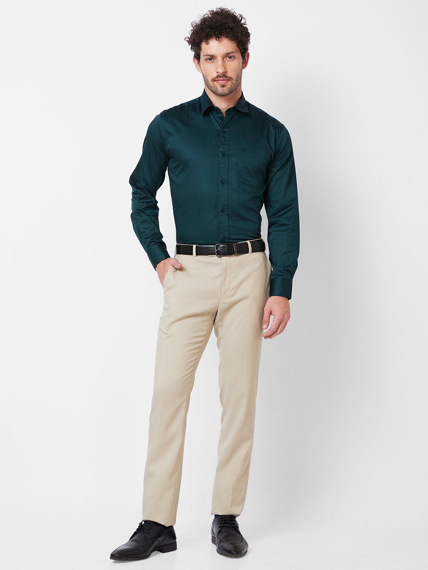 Kenneth Cole New York Dark Green Slim Fit Cotton Shirt