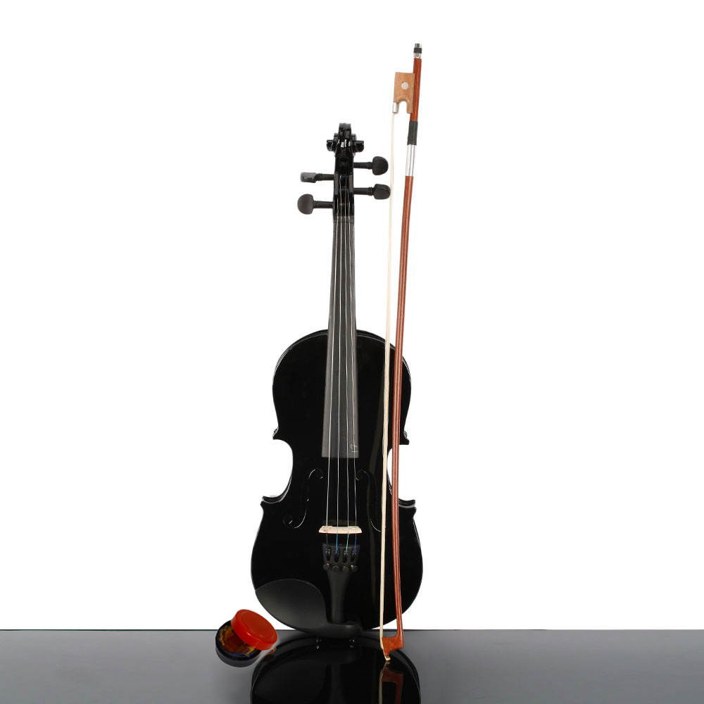 Hot Sale 1/4 Black Acoustic Violin + Case + Bow + Rosin for 6-8 years old Kids
