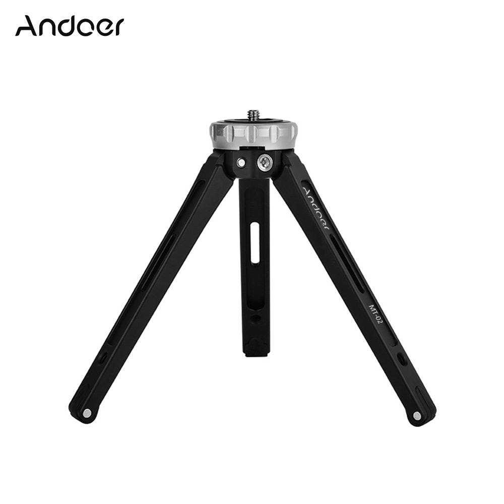 Andoer MT-02 Mini Desktop Tripod Aluminum Alloy 1/4" Screw Max. Load 15kg/ 33lbs for DSLR Digital Video Camera DV