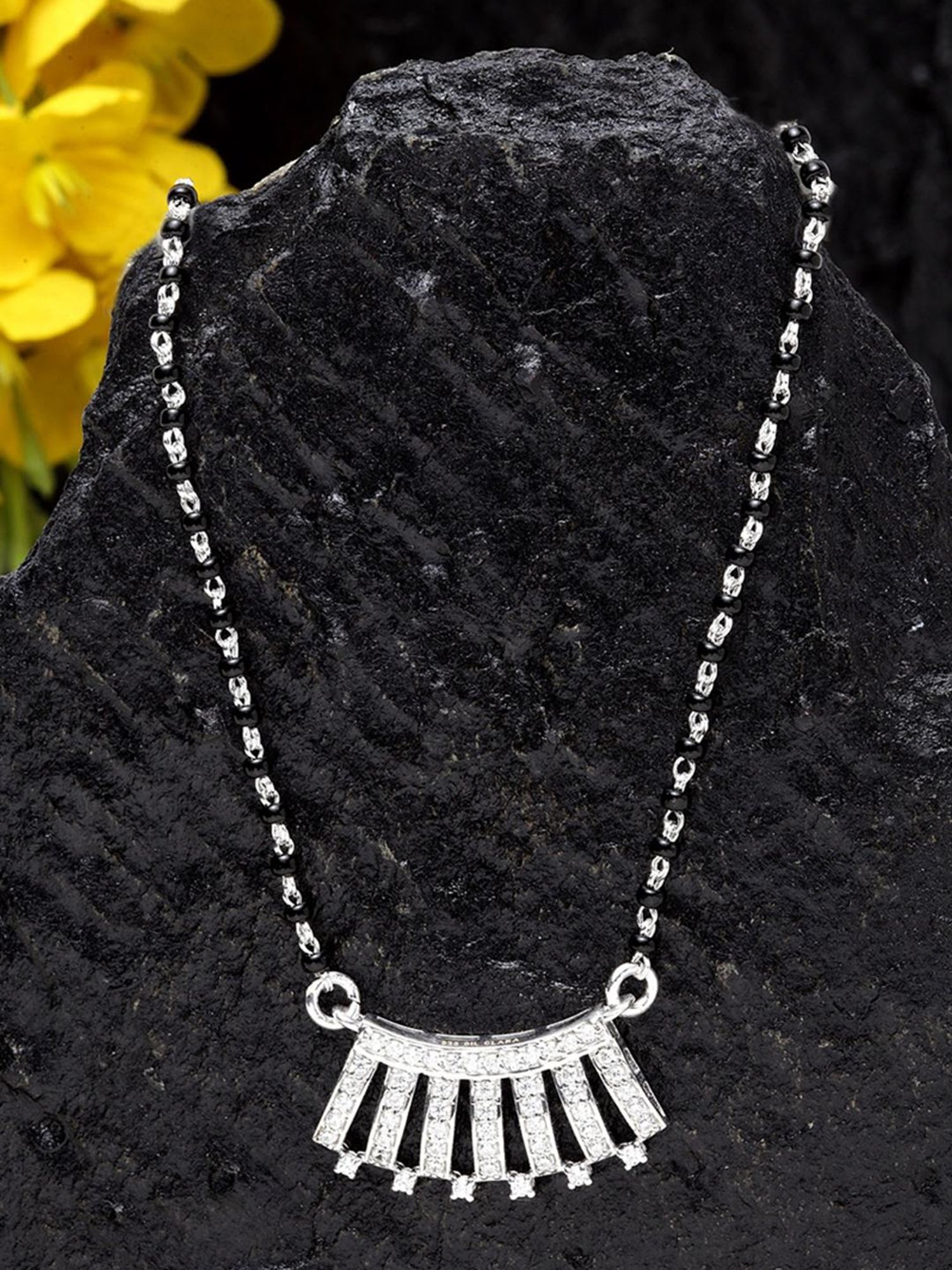 March by FableStreet 92.5 Sterling Silver Floral Mangalsutra for Women