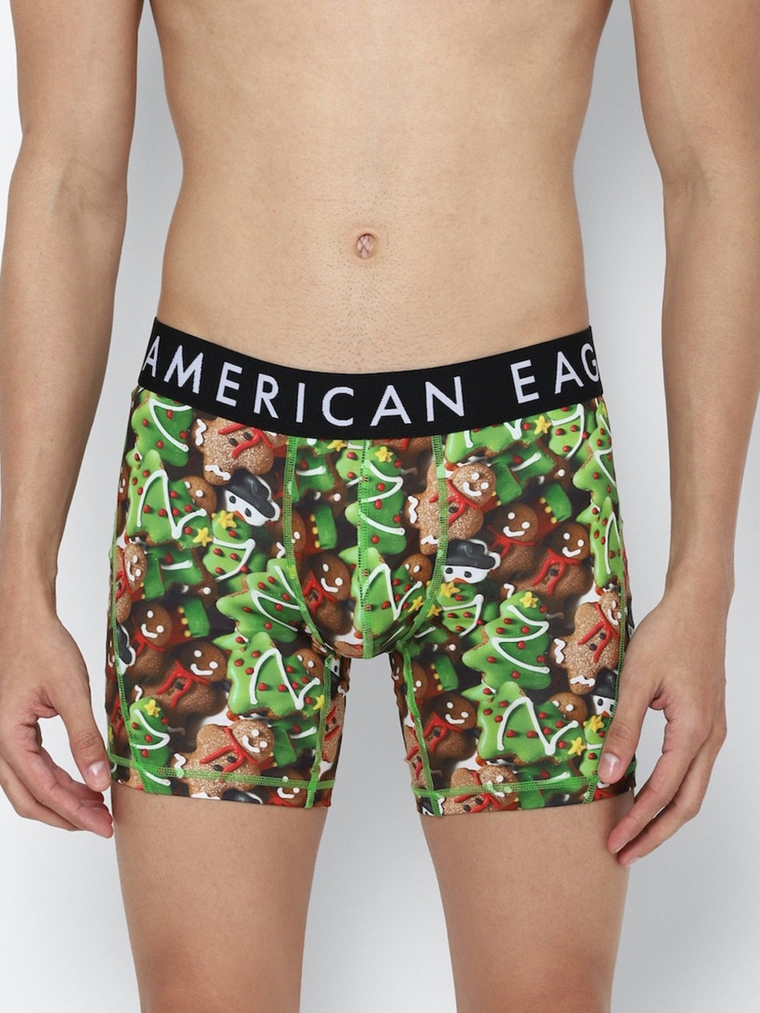 American Eagle Green Regular Fit Printed Trunks