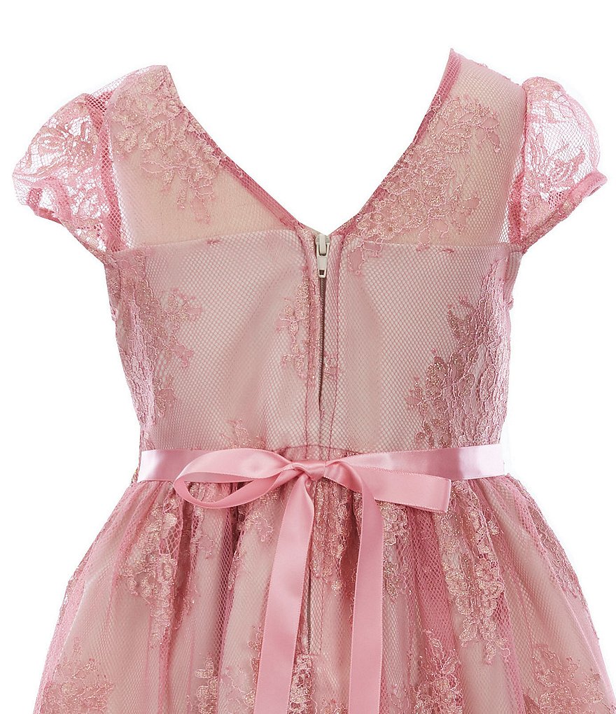 Rare Editions Little Girls 2T-6X Illusion Foiled Lace Fit-And-Flare Dress