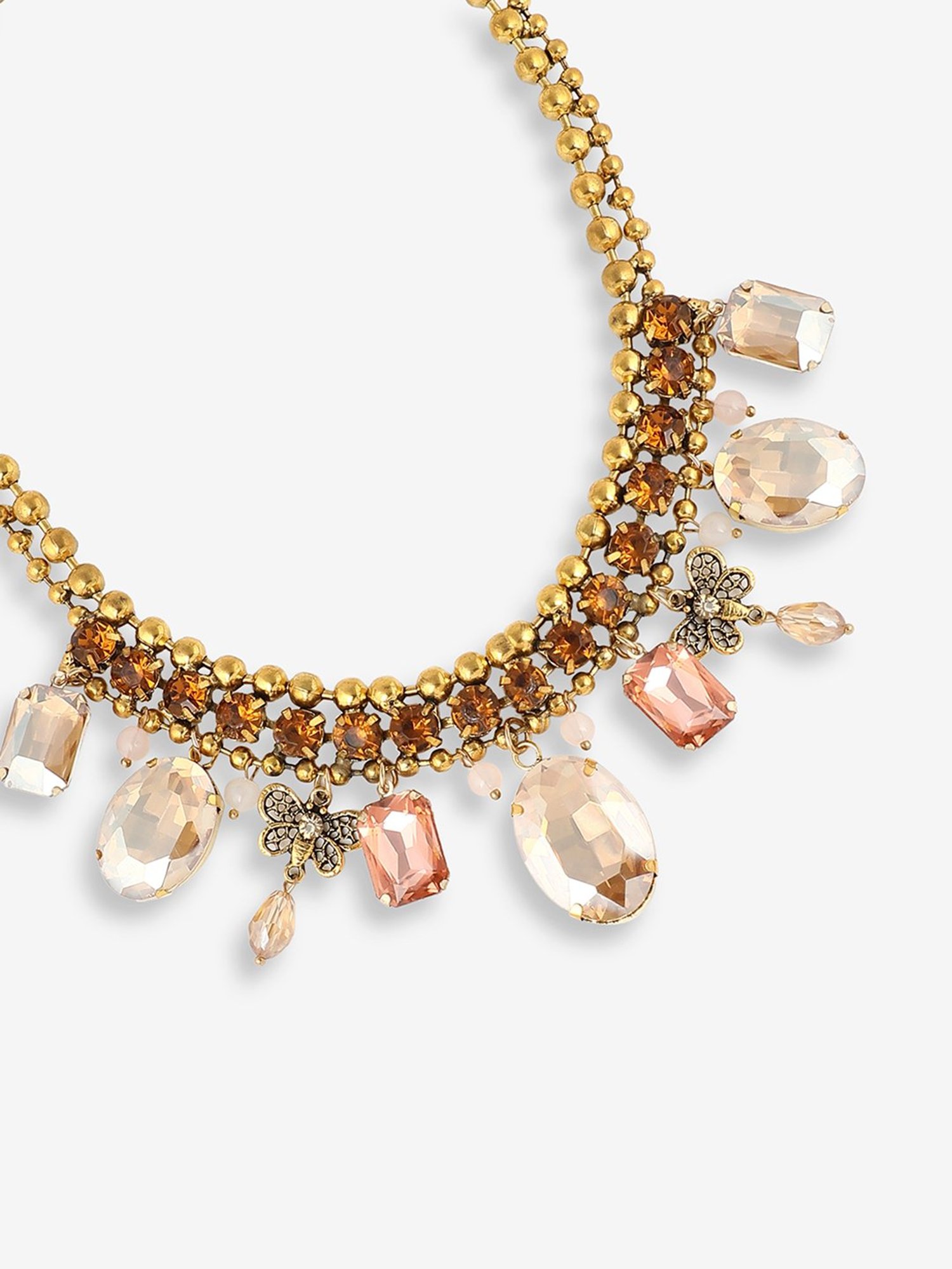 SOHI Gold Plated Party Designer Stone Statement Necklace For Women