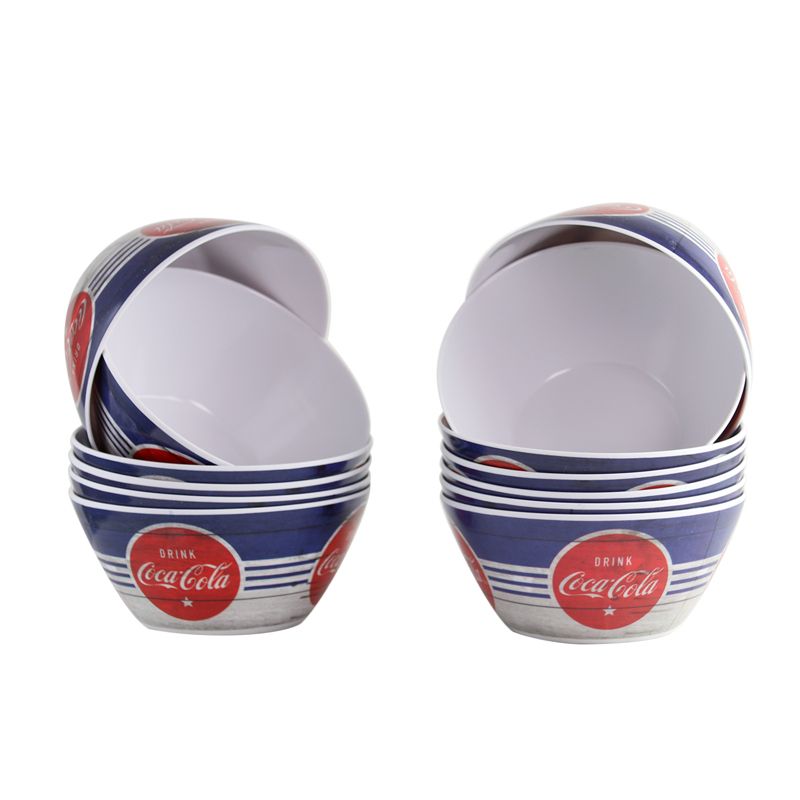Coca-Cola Americana 12 Piece Melamine Bowl Set in Blue